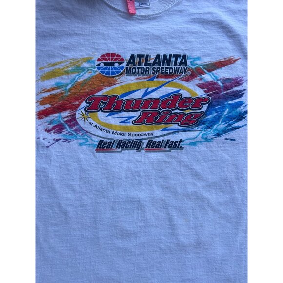 Vintage NASCAR Atlanta Motor Speedway Thunder Ring White T-Shirt L C4 - Picture 2 of 7